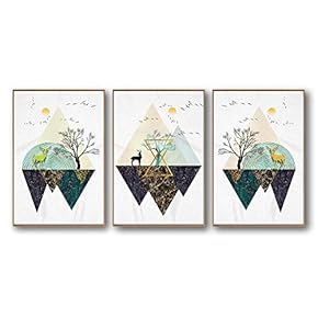 3 Piece Framed Canvas Home Artwork Decoration Abstract Mountain Canvas Wall Art for Living Room, Bedroom - 16"x24"x3 Panels