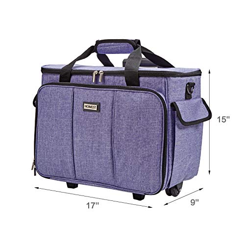 HOMEST Deluxe Sewing Machine Case on Wheels, Rolling Trolley Tote with