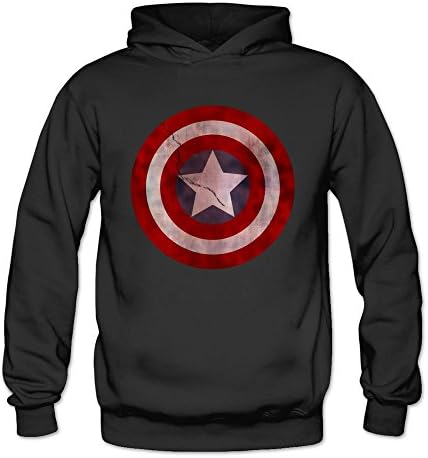 Women's Captain America Distressed Flaw Shield Logo Hoodie M Black