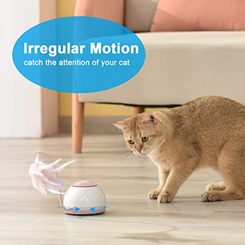 Tyasoleil Automatic Motion Cat Toys 4 Modes Interactive Motorized Wand Toys with 3 Feathers
