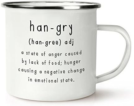 Hangry Definition Retro Enamel Mug Cup - Food Hungry Angry Funny- byNINNAYUAN