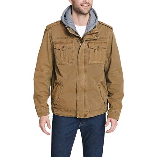 levi's men's washed cotton two pocket sherpa lined military jacket