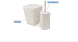 Addis Faux Rattan Square Bathroom Set Swing Bin Toilet Brush Calico Linen view 4