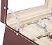 BASTUO 12 Jewelry Display Case Watch Box Organizer Holder with Jewelry Drawer for Storage, Men's Watch Storage Case Tray with Key&Lock, Brown PU Leather with Glass Top