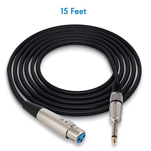 1/4" to XLR Audio Cord - 1/4 Inch Phono To XLR Female Connection 15 ft 12 Gauge Black Heavy Duty Professional Speaker Cable Wire - Delivers Sound - Pyle Pro PPMJL15 - Thumbnail 2