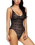 Avidlove Women Teddy Lingerie Scoop Neckline Lace-up Back Lace Bodysuit