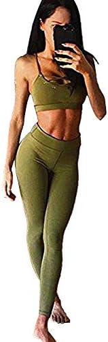 ROSUN Women's 2 Piece Workout Sets High Waisted Yoga Leggings Suits with Sports Bra Stretch Clothing Gym Sets