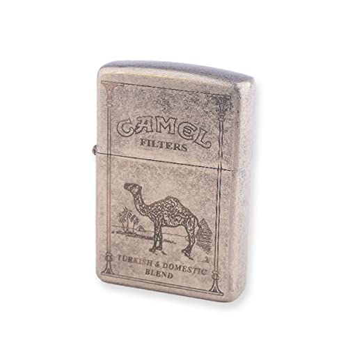 B-TOPAZ B-TOPAZ Oil Lighter, Zippo Style Lighter, Zippo Style, Brass, Men, Women, Gift, Wrapping (Camel Silver)