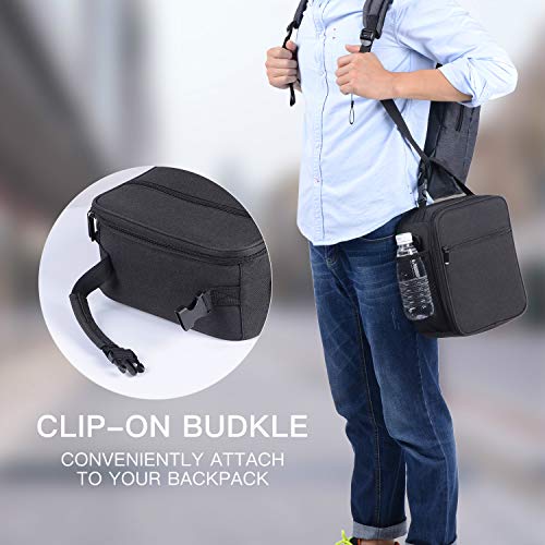 Insulated Lunch Bag Lunch Boxes Lunch Tote for Men Woman Teen Kids Adult School Office Meal Prep Bag Lunch Pail 2 Way Zipper with Front Side Pocket Wide Handle Shoulder Strap Bento Bag Cooler Bag - Thumbnail 6