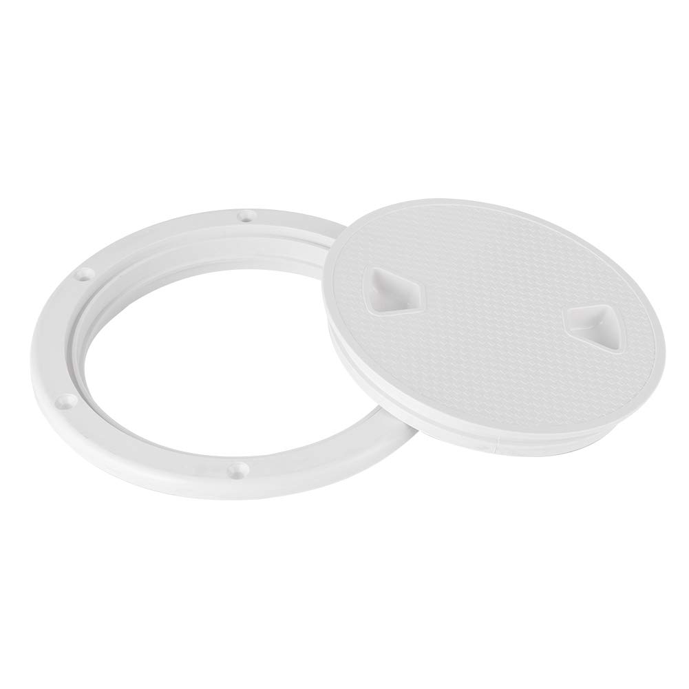 Marine Non-Slip Round Inspection Deck Plate Hatch with Detachable Rugged Center, Water Tight for Outdoor Installations, White[6inch]
