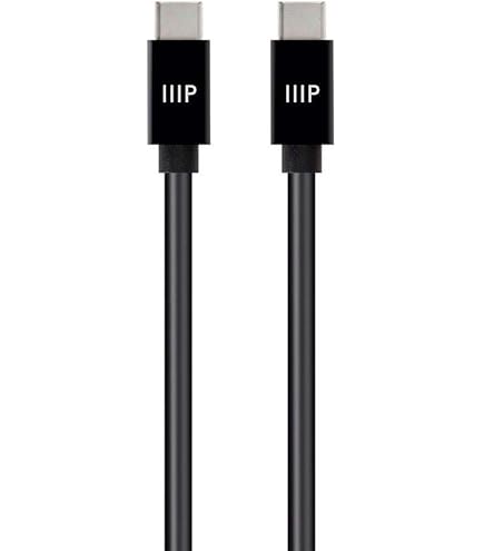 Monoprice USB-C To USB-A Charging Cable 6ft - Fast Charge & Sync, Nylon Braided Blue Cable For Phones & Devices