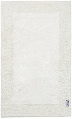Bath Mat Reversible 100% Premium Cotton 1900 GSM Size 21”x34” Bathroom Mats QLTYFRST Luxurious Bath Rug Extra Plush Absorbent White
