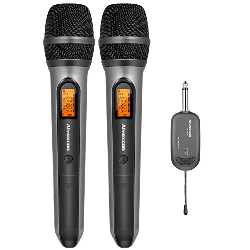 Wireless Microphone System, Alvoxcon Dual UHF Dynamic Handheld mic for iPhone, Computer, Karaoke, Conference, DJ, Vocal Recording, Singing, Church, On Stage Performance, Party Events (1/4 inch Plug) - Thumbnail 7