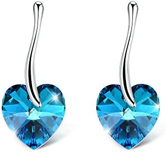 T400Jewelers Crystal Heart Drop Earrings for Teenage Girls Dangle Earrings Studs Birthday Gift for Daughter