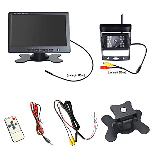 WHOLEV Wireless Vehicle Backup Camera and Monitor System Kit Rear View Camera Support Night Vision IP67 Waterproof & 7" Monitor for Rv/Truck/Trailer/Bus/Pickup/Van - Thumbnail 6