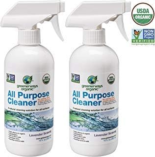 Greenerways Organic All-Purpose Lavender Scented Cleaner, Natural USDA Organic Non-GMO, Best Household Multi Surface Spray Cleaner for Home, Natural House Cleaner (2 Pack)