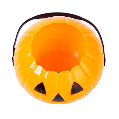 Large Halloween Pumpkin 7 Inch Jack O Lantern Trick or Treat Bucket Orange Kids Candy Bin Party Supplies Decoration Costume Accessories