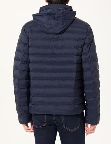 LS NYLON LT WT HOODED FZ PUFFER LV04RC511G Vestes pour homme, bleu foncé (saphir foncé) L, Bleu (saphir foncé), L