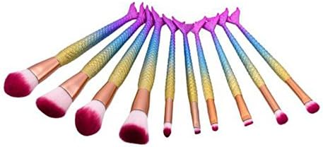 LAIXI Beauty Makeup Brush Set Mermaid Crown Fish Tail Scale Handle Cosmetic Set Foundation Powder Eyeshadow Eyebrow Cream Concealer Eyeliner Blush Cosmetic Tools Brushes