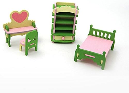Alcyoneus Wooden Miniature Doll House Furniture Room Set Toy Child Kids Xmas Gift (Bedroom)