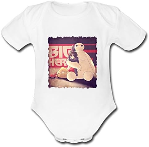 Jane Unisex Big Hero 6 Baymax &amp; Hiro Short Sleeve Baby Onesies White(12M)