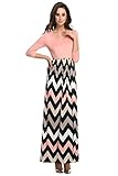 ANGVNS Womens Chevron 3/4 Sleeve Maxi Dress