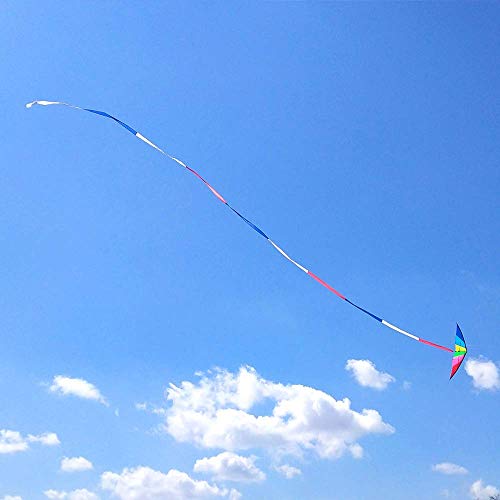 Kite Tail,Flat Ribbon Streamer Rainbow Multi Color (Red Blue White), 49 Feet