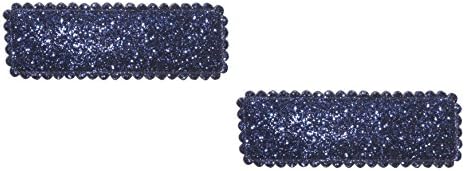 Anna Belen Girls "Ella" Small Glitter Hair Clip O/S Navy (2 Pieces)