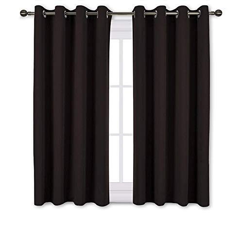 NICETOWN Bedroom Blackout Curtains and Drapes - Triple Weave Thermal Insulated Solid Grommet Blackout Panels for Basement(1 Pair, 52 inches by 45 Inch, Toffee Brown)
