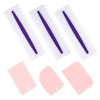 KLEBREIS Decorating Comb and Icing Smoother Set,Cake Scraper Set of 3,Butter Cream Cake Edge Tool Scraper