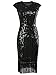 Vijiv 1920s Vintage Inspired Sequin Embellished Fringe Long Gatsby Flapper Dress,Dark Green,Medium