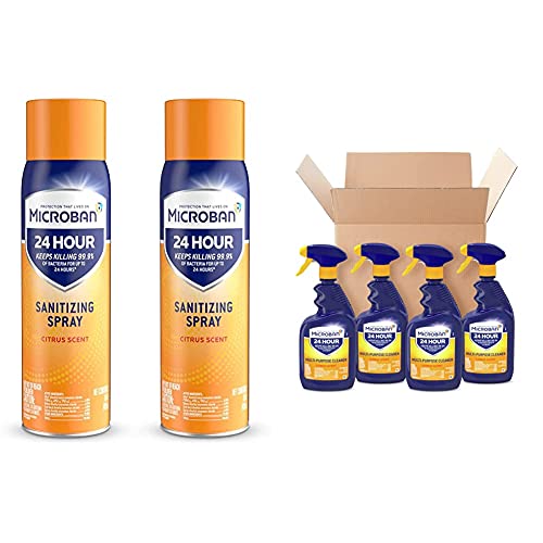Microban Disinfectant Spray Variety Pack 2 Cans 24 Hour Sanitizing and