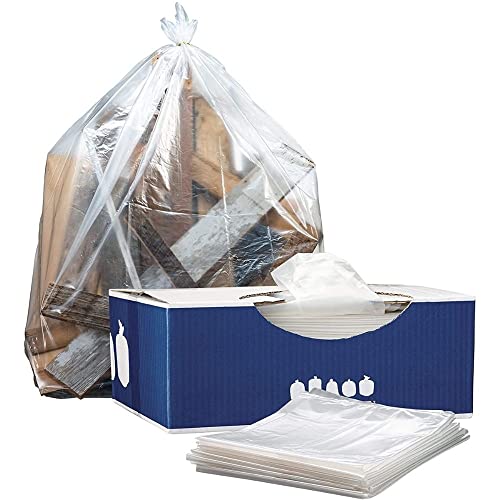 Plasticplace Sacos de lixo de 76,2 a 91,4 litros │ Forros de lata de lixo resistentes e transparentes │ 76,2 cm x 91,4 cm (100 unidades), W25LDC2