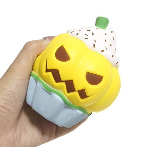 bC BimeTALliC CAble Halloween Head Pumpkin Ice Squeeze Slow Rising Cream Scented Stress Reliever Toy, One Size, Yellow