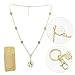 Mermaid’s Little Secrets. Lanyard for Woman, Fashion Necklace with Glitter ID Card Holder, Flower Design (Gold)