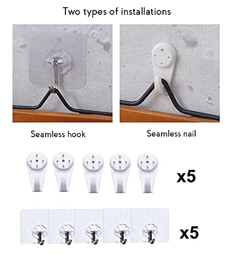 Wall-Mounted Coat Rack, 15-inch Wooden Shelving Hook Storage Key Holder with 5 Metal Hooks for Keys Towel Clothes Hats Bags Mudroom Bathroom Entryway, (2 Packs, Blue)