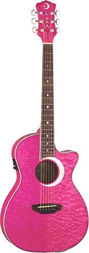 Luna Fauna Series Eclipse Acoustic-Electric Guitar - Trans Pink