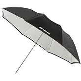 Westcott Convertible Compact Collapsible Umbrella - Optical White Satin with Removable Black Cover (43")