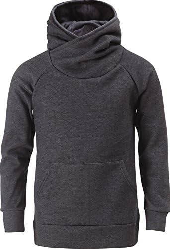 WSTYLE Men's Long Length Turtleneck Hoodie Pullover with Pocket_CHARCOAL_XS