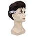 ANOGOL Hair Cap+ Halloween Cosplay Wig Short Wavy Black Mix White Synthetic Hair Costume Wigs