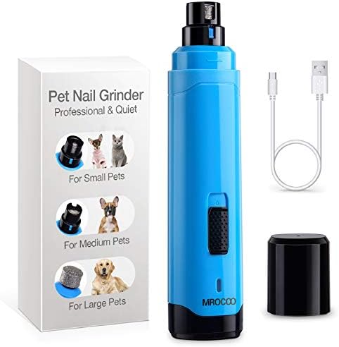 MIROCOO Dog Nail Grinder, Professional Dog Nail Trimmers with Two Speed & Three Ports, Powerful Painless Paws Grooming & Smoothing for Small Medium Large Pets, USB Charging