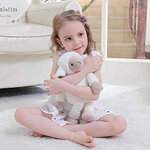 Apricot Lamb Toys Baby Boys & Girls Cozy Fuzzy Toy Animals Plush Lamb Stuffed Sheep (White, 14" x 4" x 5") - Thumbnail 7