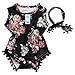 Infant Toddler Baby-Girls Floral Romper Sleeveless Tassel Bodysuit + Headband (0-6 Months, Black)