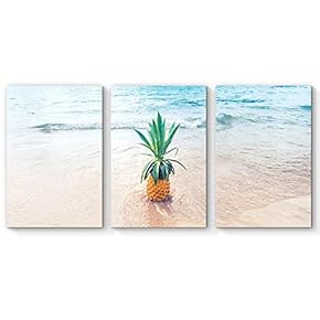 3 Piece Canvas Wall Art for Living Room Bedroom Romantic Beach Theme Home Artwork Paintings Ready to Hang - 16"x24" x 3 Panels