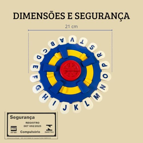 Jogo de Palavras Stop Original Grande em Portugues Roda de Letras - Jogo de Tabuleiro Divertido para Toda a Família Com Cronômetro e Roda Giratória Educativo (Modelo 1)