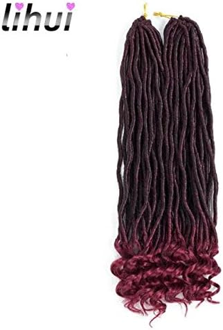 Lihui 6Pcs/Lot Goddess Faux Locs Crochet Hair Wavy Faux Locs With Curly Ends Goddess Locs Synthetic Braiding Hair Extension (20”,#1B/Bug Color)