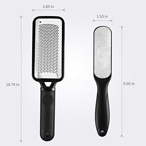 The Foot Files Callus Remover set includes two professional-grade pedicure tools: a stainless steel foot rasp and a dual-sided foot file. These tools are designed to effectively remove rough, dry, and cracked skin from the feet, leaving them smooth and rejuvenated.