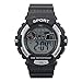 Montres Carlo LCD Mens Digital Electronic Sport Watches - Stopwatch Night Light 50 M Waterproof Water Resistant Black Watch