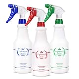 Uineko Plastic Spray Bottle (3 Pack, 24 Oz, 3 Colors) Heavy Duty All-Purpose Empty Spraying Bottles Leak Proof Commercial Mist Water Bottle for Cleaning Solutions Plants Pet with Adjustable Nozzle