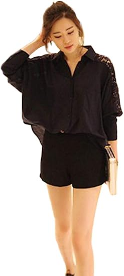 Amazon Minesam レディース シャツ 花柄レース Ol 通勤 カジュアル 肩レース トップス ファッション ブラウス シャツ ブラウス 通販